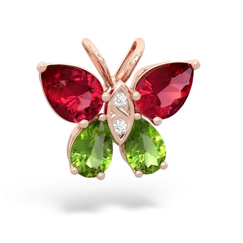 lab ruby-peridot butterfly pendant