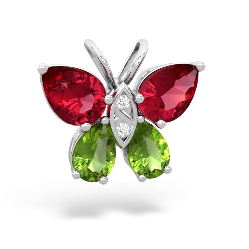 lab ruby-peridot butterfly pendant