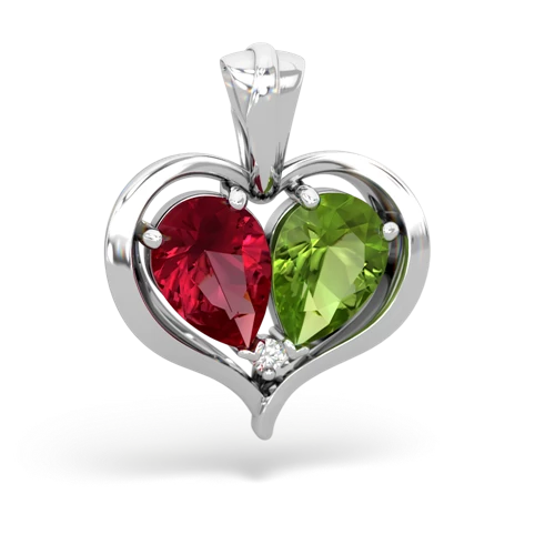Lab Ruby Lab Created Ruby with Genuine Peridot Two Become One pendant Pendant