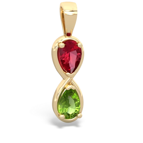 lab ruby-peridot infinity pendant