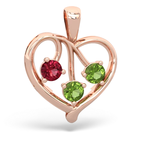 lab ruby-peridot love heart pendant