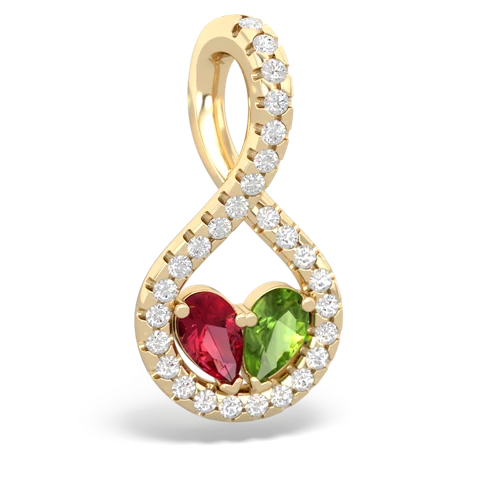 lab ruby-peridot pave twist pendant