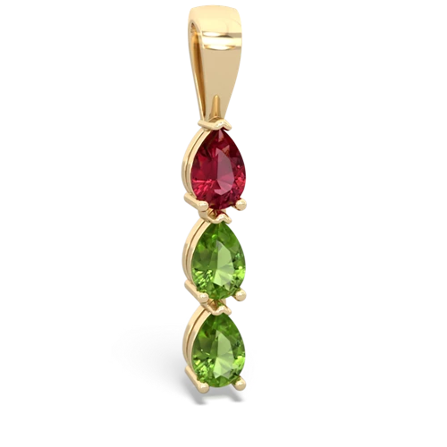 Lab Ruby Lab Created Ruby with Genuine Peridot and  Three Stone pendant Pendant
