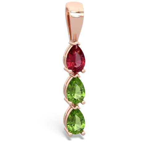 lab ruby-peridot three stone pendant