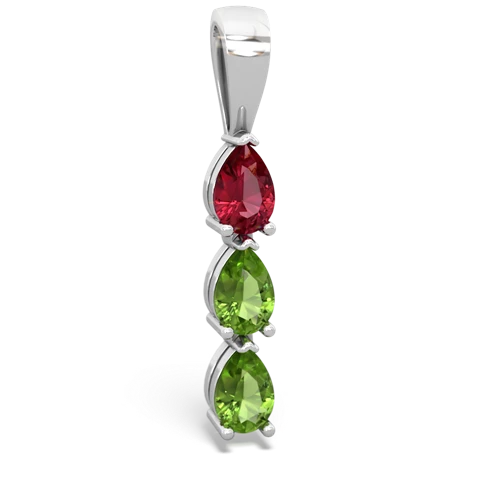 lab ruby-peridot three stone pendant