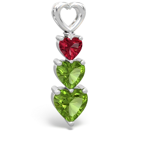 lab ruby-peridot three stone pendant