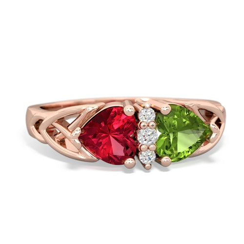 lab ruby-peridot celtic ring