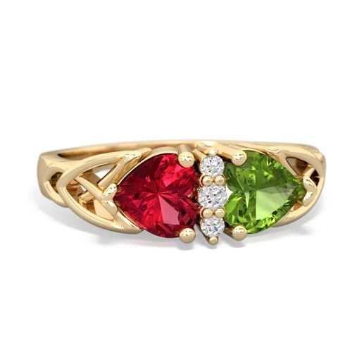 lab ruby-peridot celtic ring