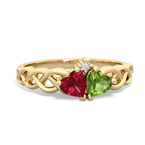 lab ruby-peridot celtic braid ring