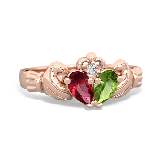 lab ruby-peridot claddagh ring