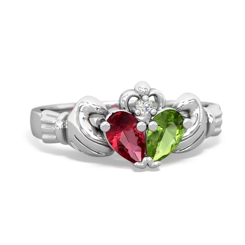 lab ruby-peridot claddagh ring