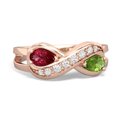 lab ruby-peridot diamond infinity ring