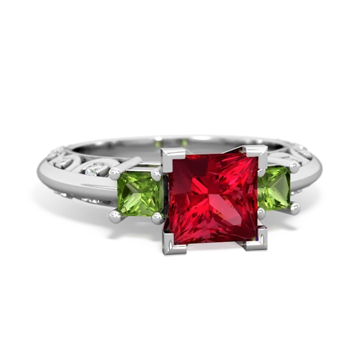 lab ruby-peridot engagement ring