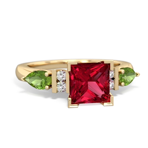 Lab Ruby Lab Created Ruby with Genuine Peridot and Genuine White Topaz Engagement ring Ring