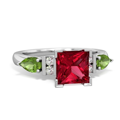 lab ruby-peridot engagement ring