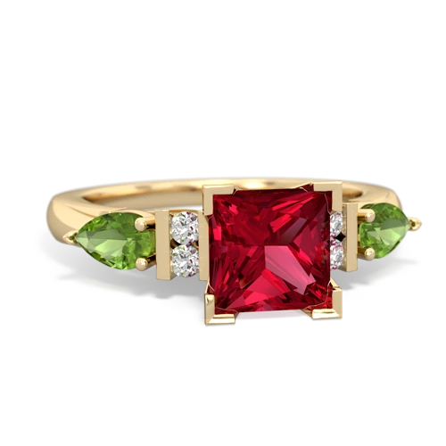 lab ruby-peridot engagement ring