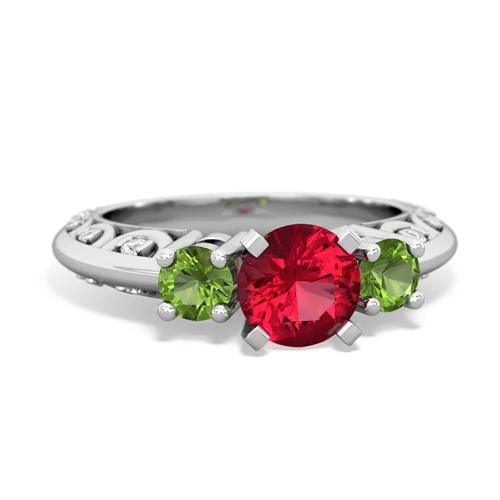 lab ruby-peridot engagement ring