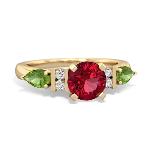 Lab Ruby Lab Created Ruby with Genuine Peridot and Genuine London Blue Topaz Engagement ring Ring