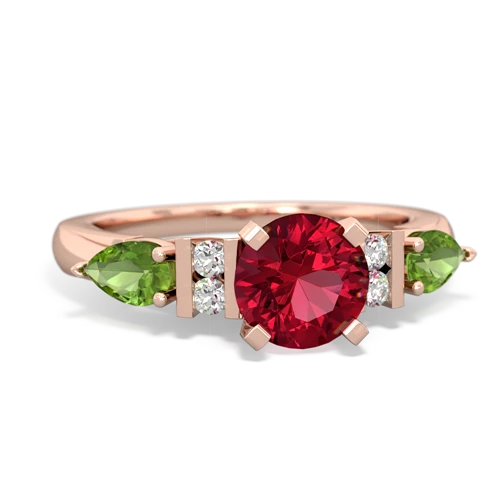 lab ruby-peridot engagement ring