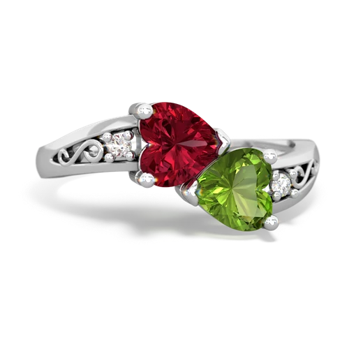 lab ruby-peridot filligree ring