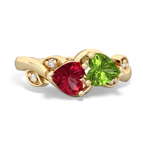 lab ruby-peridot floral keepsake ring