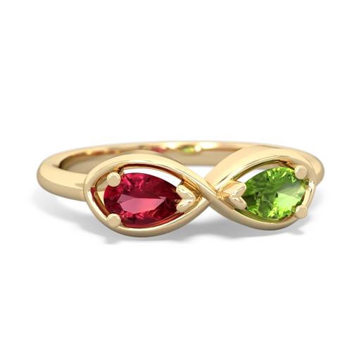 lab ruby-peridot infinity ring