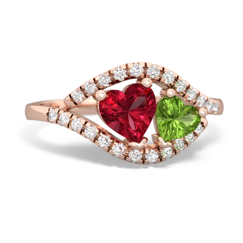 lab ruby-peridot mother child ring