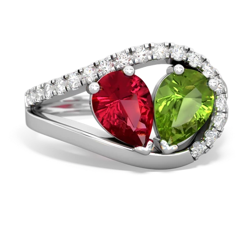 lab ruby-peridot pave heart ring