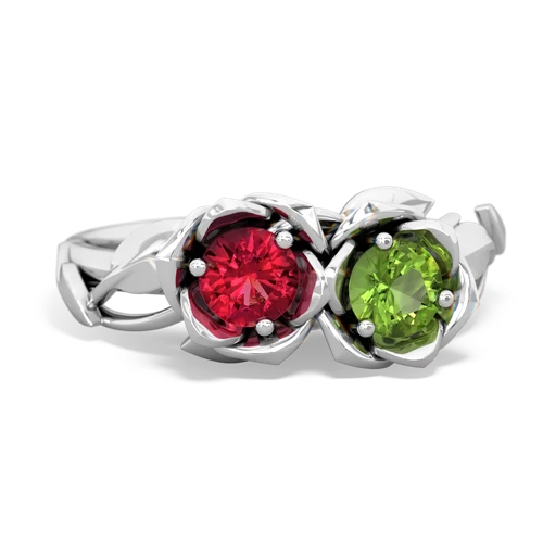 lab ruby-peridot roses ring