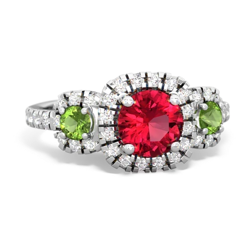 lab ruby-peridot three stone regal ring