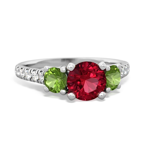 Lab Ruby Lab Created Ruby with Genuine Peridot and Lab Created Pink Sapphire Pave Trellis ring Ring