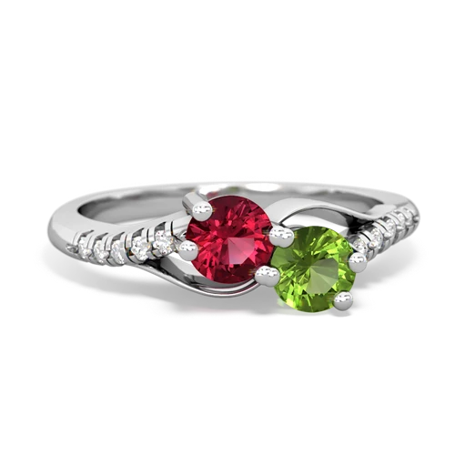 lab ruby-peridot two stone infinity ring