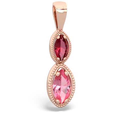 Lab Ruby Lab Created Ruby with Lab Created Pink Sapphire Antique-style Halo pendant Pendant