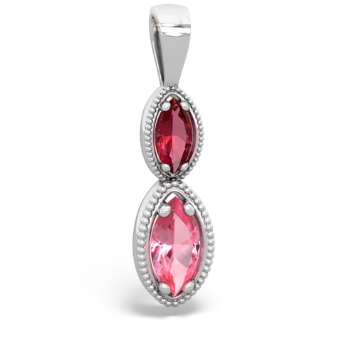 lab ruby-pink sapphire antique milgrain pendant