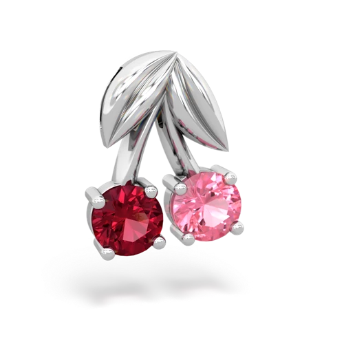lab ruby-pink sapphire cherries pendant