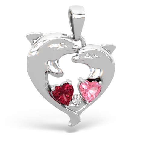 lab ruby-pink sapphire dolphins pendant