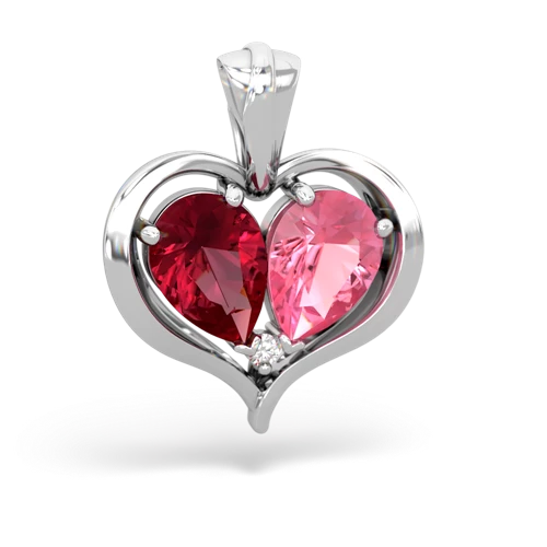 Lab Ruby Lab Created Ruby with Lab Created Pink Sapphire Two Become One pendant Pendant