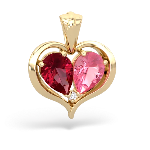lab ruby-pink sapphire half heart whole pendant