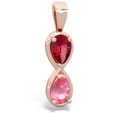 Lab Ruby Lab Created Ruby with Lab Created Pink Sapphire Infinity pendant Pendant