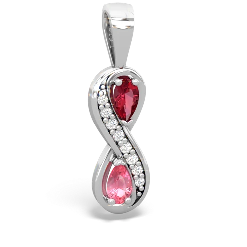 Lab Ruby Lab Created Ruby with Lab Created Pink Sapphire Keepsake Infinity pendant Pendant