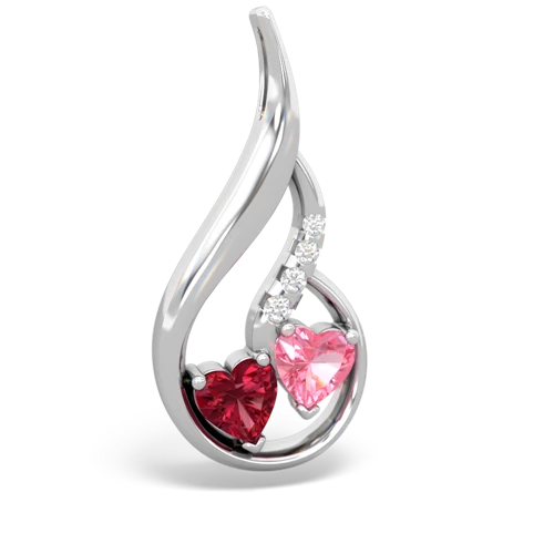 Lab Ruby Lab Created Ruby with Lab Created Pink Sapphire Keepsake Curves pendant Pendant