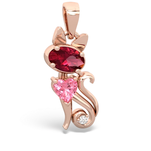 Lab Ruby Lab Created Ruby with Lab Created Pink Sapphire Kitten pendant Pendant