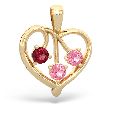 lab ruby-pink sapphire love heart pendant