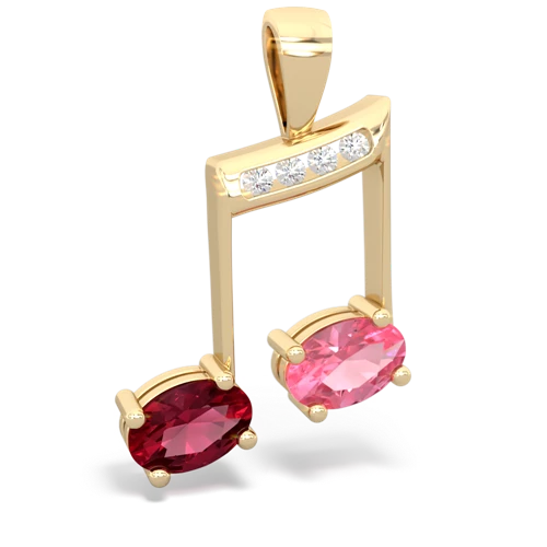 lab ruby-pink sapphire music notes pendant