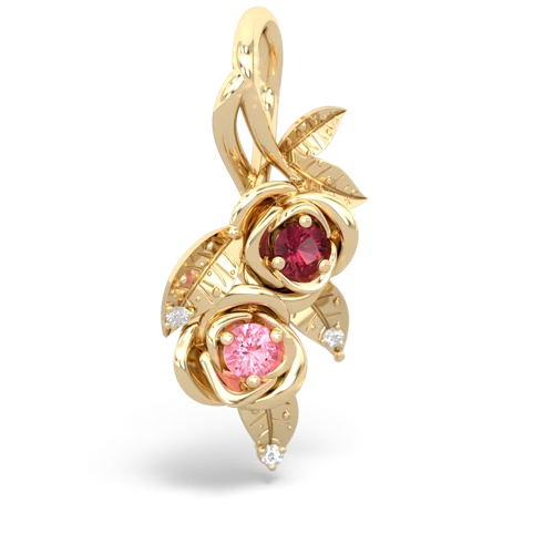 Lab Ruby Lab Created Ruby with Lab Created Pink Sapphire Rose Vine pendant Pendant