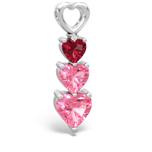 lab ruby-pink sapphire three stone pendant