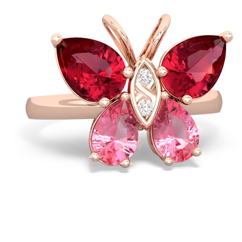 lab ruby-pink sapphire butterfly ring