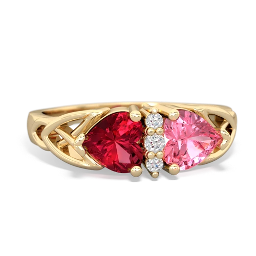 Lab Ruby Lab Created Ruby with Lab Created Pink Sapphire Celtic Trinity Knot ring Ring