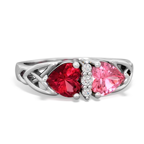 lab ruby-pink sapphire celtic ring