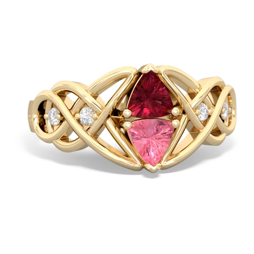 lab ruby-pink sapphire celtic knot ring